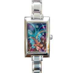 Feather Fractal Artistic Design Rectangle Italian Charm Watch by BangZart