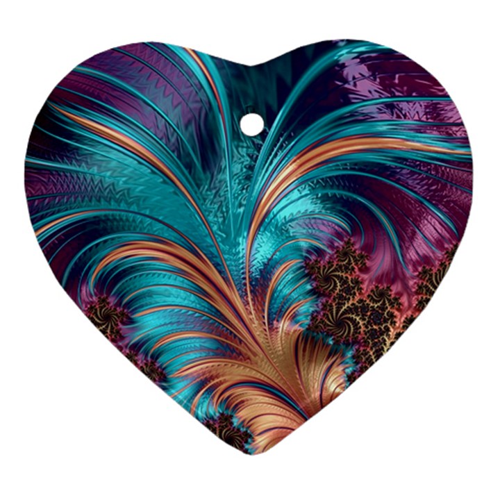 Feather Fractal Artistic Design Ornament (Heart)