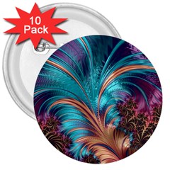 Feather Fractal Artistic Design 3  Buttons (10 Pack)  by BangZart