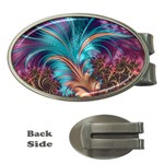 Feather Fractal Artistic Design Money Clips (Oval)  Front