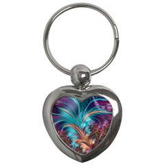 Feather Fractal Artistic Design Key Chains (heart)  by BangZart