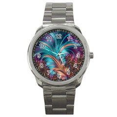 Feather Fractal Artistic Design Sport Metal Watch by BangZart