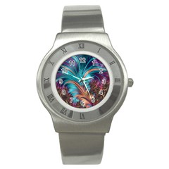 Feather Fractal Artistic Design Stainless Steel Watch by BangZart