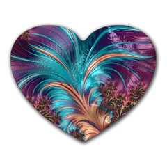 Feather Fractal Artistic Design Heart Mousepads by BangZart