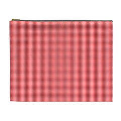 Christmas Red Velvet Mini Gingham Check Plaid Cosmetic Bag (xl) by PodArtist