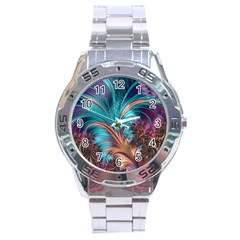 Feather Fractal Artistic Design Stainless Steel Analogue Watch by BangZart