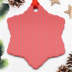 Christmas Red Velvet Mini Gingham Check Plaid Ornament (snowflake) by PodArtist