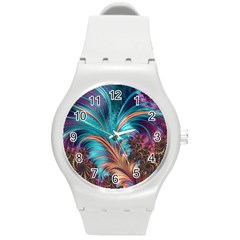 Feather Fractal Artistic Design Round Plastic Sport Watch (m) by BangZart