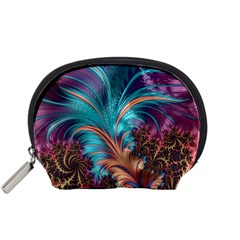 Feather Fractal Artistic Design Accessory Pouches (small)  by BangZart