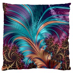 Feather Fractal Artistic Design Large Flano Cushion Case (one Side) by BangZart