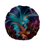 Feather Fractal Artistic Design Standard 15  Premium Flano Round Cushions Front