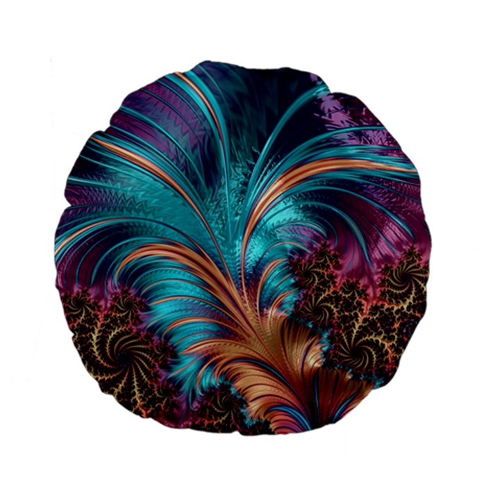 Feather Fractal Artistic Design Standard 15  Premium Flano Round Cushions