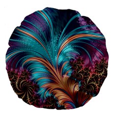 Feather Fractal Artistic Design Large 18  Premium Flano Round Cushions by BangZart