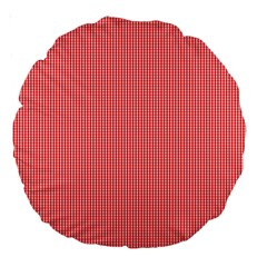 Christmas Red Velvet Mini Gingham Check Plaid Large 18  Premium Round Cushions by PodArtist