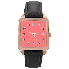 Christmas Red Velvet Mini Gingham Check Plaid Rose Gold Leather Watch 