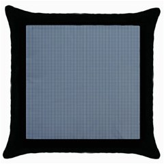 Silent Night Blue Mini Gingham Check Plaid Throw Pillow Case (black) by PodArtist