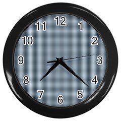 Silent Night Blue Mini Gingham Check Plaid Wall Clocks (black)