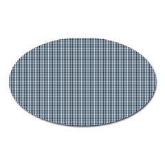 Silent Night Blue Mini Gingham Check Plaid Oval Magnet