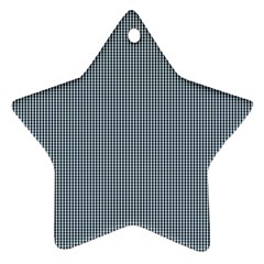 Silent Night Blue Mini Gingham Check Plaid Star Ornament (two Sides)