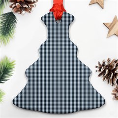 Silent Night Blue Mini Gingham Check Plaid Christmas Tree Ornament (two Sides)