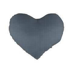 Silent Night Blue Mini Gingham Check Plaid Standard 16  Premium Heart Shape Cushions by PodArtist