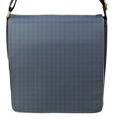 Silent Night Blue Mini Gingham Check Plaid Flap Messenger Bag (s)