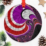 Fractal Art Red Design Pattern Ornament (Round) Front