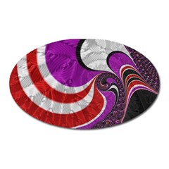 Fractal Art Red Design Pattern Oval Magnet