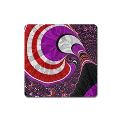 Fractal Art Red Design Pattern Square Magnet