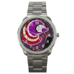 Fractal Art Red Design Pattern Sport Metal Watch by BangZart