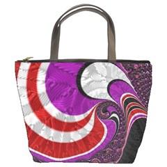 Fractal Art Red Design Pattern Bucket Bags by BangZart