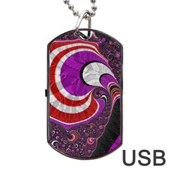 Fractal Art Red Design Pattern Dog Tag Usb Flash (two Sides) by BangZart