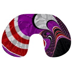 Fractal Art Red Design Pattern Travel Neck Pillows by BangZart