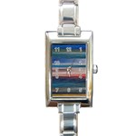 Background Horizontal Lines Rectangle Italian Charm Watch Front