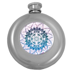 Mandalas Symmetry Meditation Round Round Hip Flask (5 Oz) by BangZart