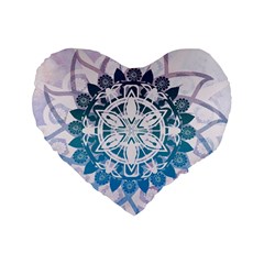 Mandalas Symmetry Meditation Round Standard 16  Premium Flano Heart Shape Cushions by BangZart