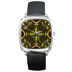 Abstract Glow Kaleidoscopic Light Square Metal Watch