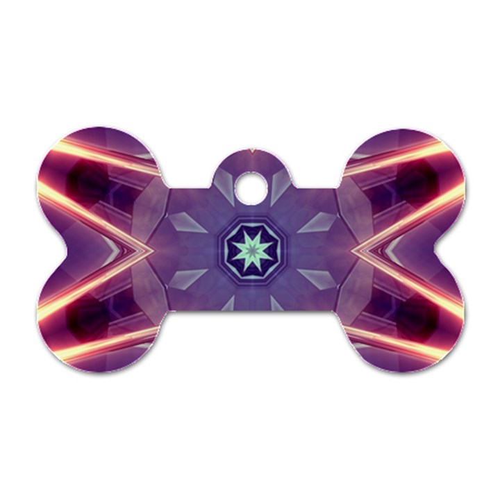 Abstract Glow Kaleidoscopic Light Dog Tag Bone (Two Sides)