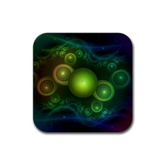 Retrotacular Rainbow Dots In A Fractal Microscope Rubber Coaster (square)  by jayaprime