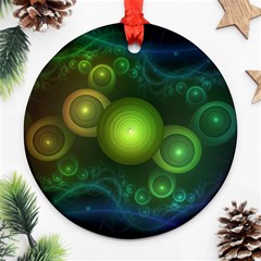 Retrotacular Rainbow Dots In A Fractal Microscope Round Ornament (two Sides) by jayaprime