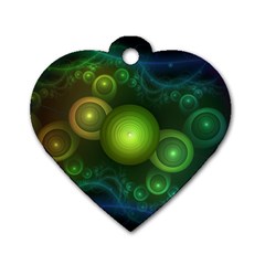 Retrotacular Rainbow Dots In A Fractal Microscope Dog Tag Heart (two Sides) by jayaprime