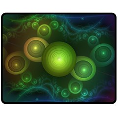 Retrotacular Rainbow Dots In A Fractal Microscope Fleece Blanket (medium)  by jayaprime