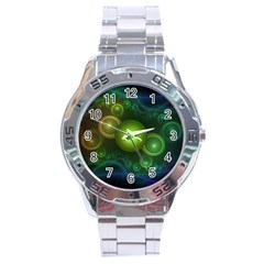 Retrotacular Rainbow Dots In A Fractal Microscope Stainless Steel Analogue Watch by jayaprime