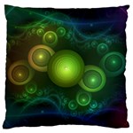 Retrotacular Rainbow Dots in a Fractal Microscope Large Flano Cushion Case (One Side) Front