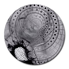 Fragmented Fractal Memories And Gunpowder Glass Round Mousepads by jayaprime