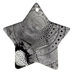 Fragmented Fractal Memories And Gunpowder Glass Ornament (star) by jayaprime