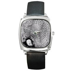 Fragmented Fractal Memories And Gunpowder Glass Square Metal Watch