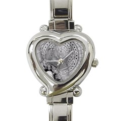 Fragmented Fractal Memories And Gunpowder Glass Heart Italian Charm Watch by jayaprime