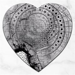 Fragmented Fractal Memories And Gunpowder Glass Jigsaw Puzzle (heart) by jayaprime