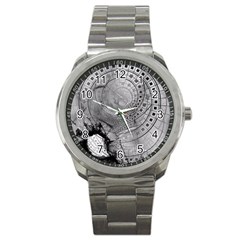 Fragmented Fractal Memories And Gunpowder Glass Sport Metal Watch by jayaprime